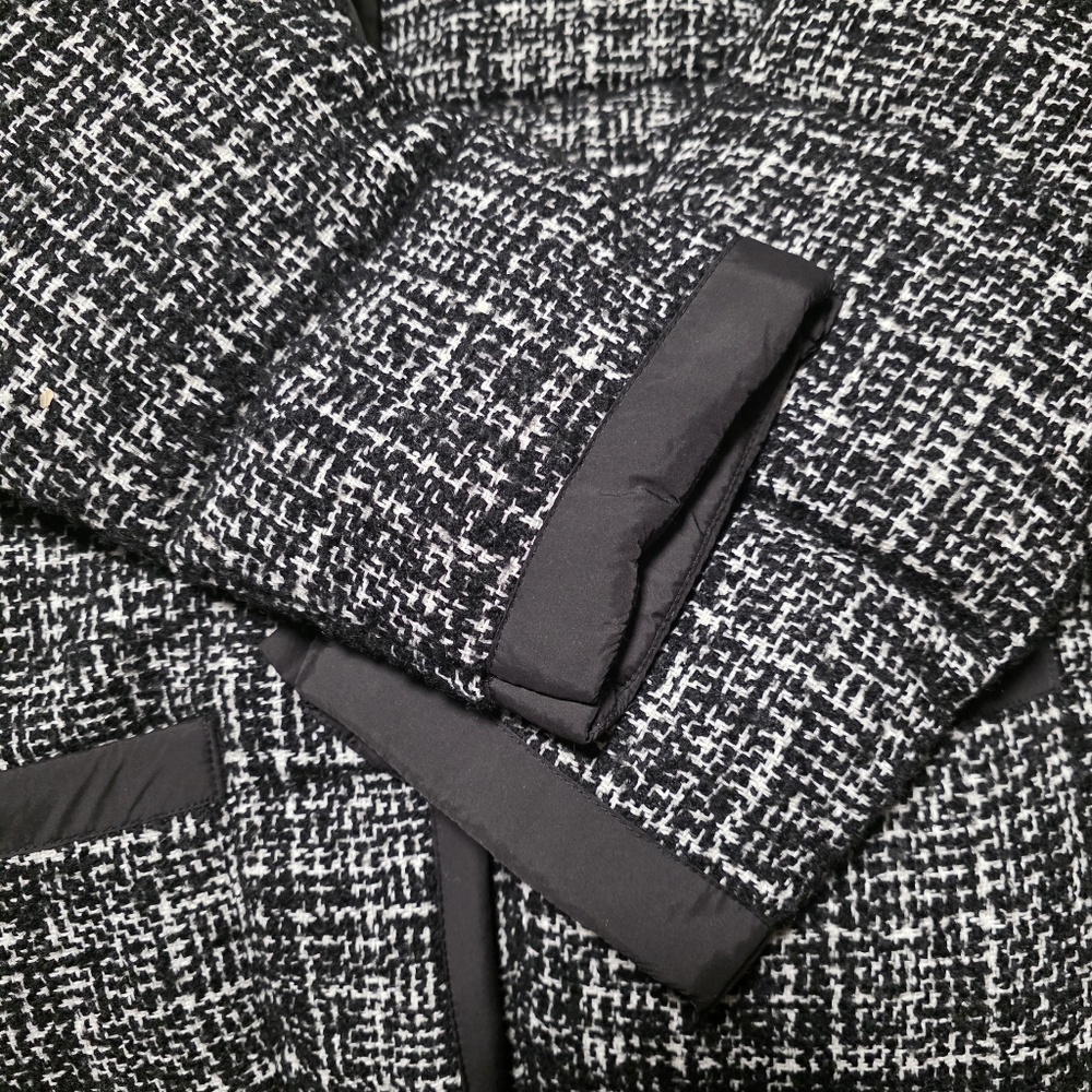 Bernardo Women's XXL Stylish Blended Wool Black and White Tweed Puffer Jacket - Picture 8 of 12